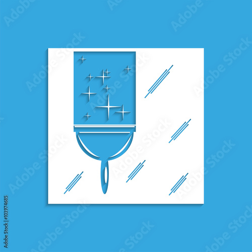 Cleaning the glass. Symbol. Vector icon.