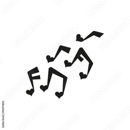music from heart. Simple minimal black notes icons