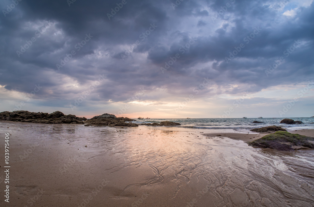 SUnset at Khao Lak beach in Thailand north of Phuket