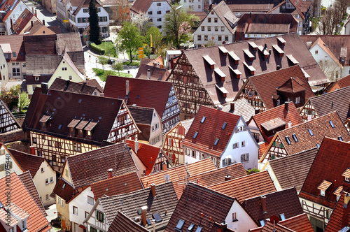 Herrenberg Panorama. Red roofs of old city. Baden-Wurttemberg, Germany.