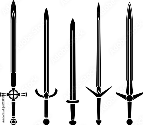 stencils of medieval swords. second variant. vector illustration