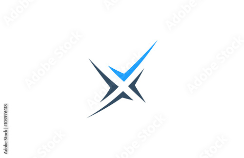 letter x check star logo