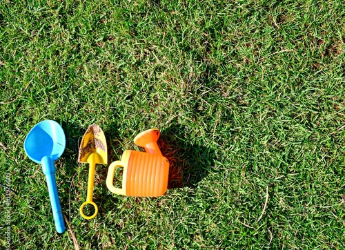 gardening tools on the grass