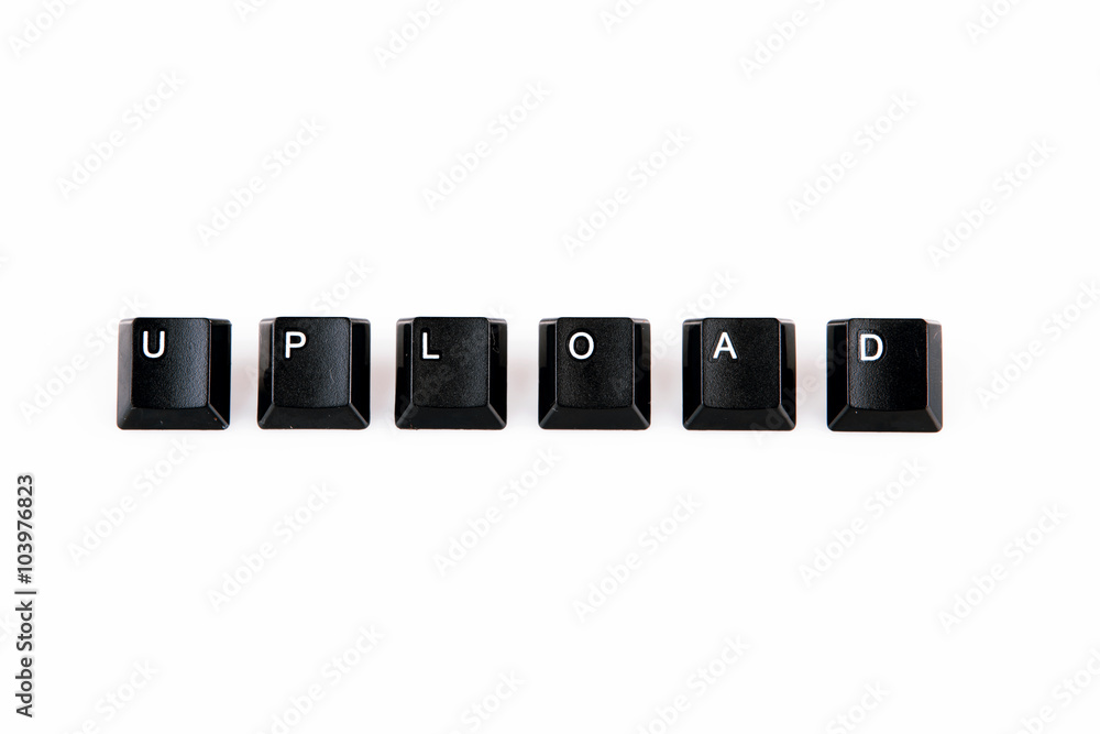 upload word written with black computer buttons over white upload word written with black computer buttons over white