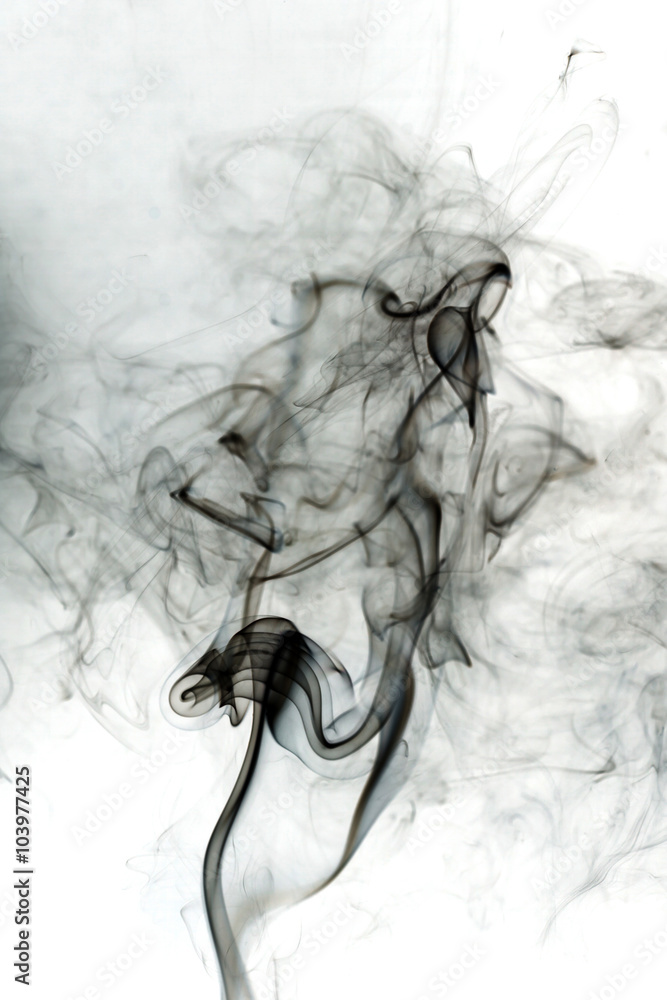 Fototapeta premium Toxic fumes movement on white background.