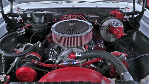 An American muscle car engine revving