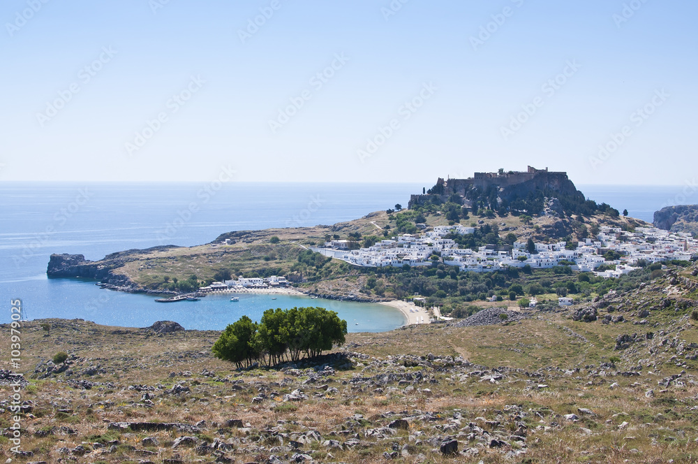 Lindos town on the Island of Rhodes Greece Europe