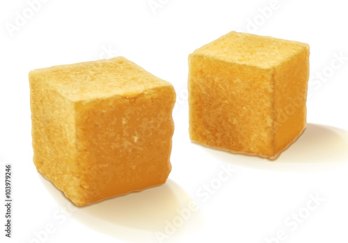 Brown sugar cubes isolated vector illustration.