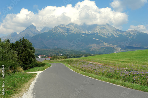 Road, mountains and clouds in Slovakia.