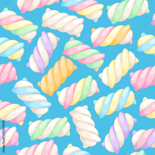 Marshmallow twists seamless pattern vector illustration.