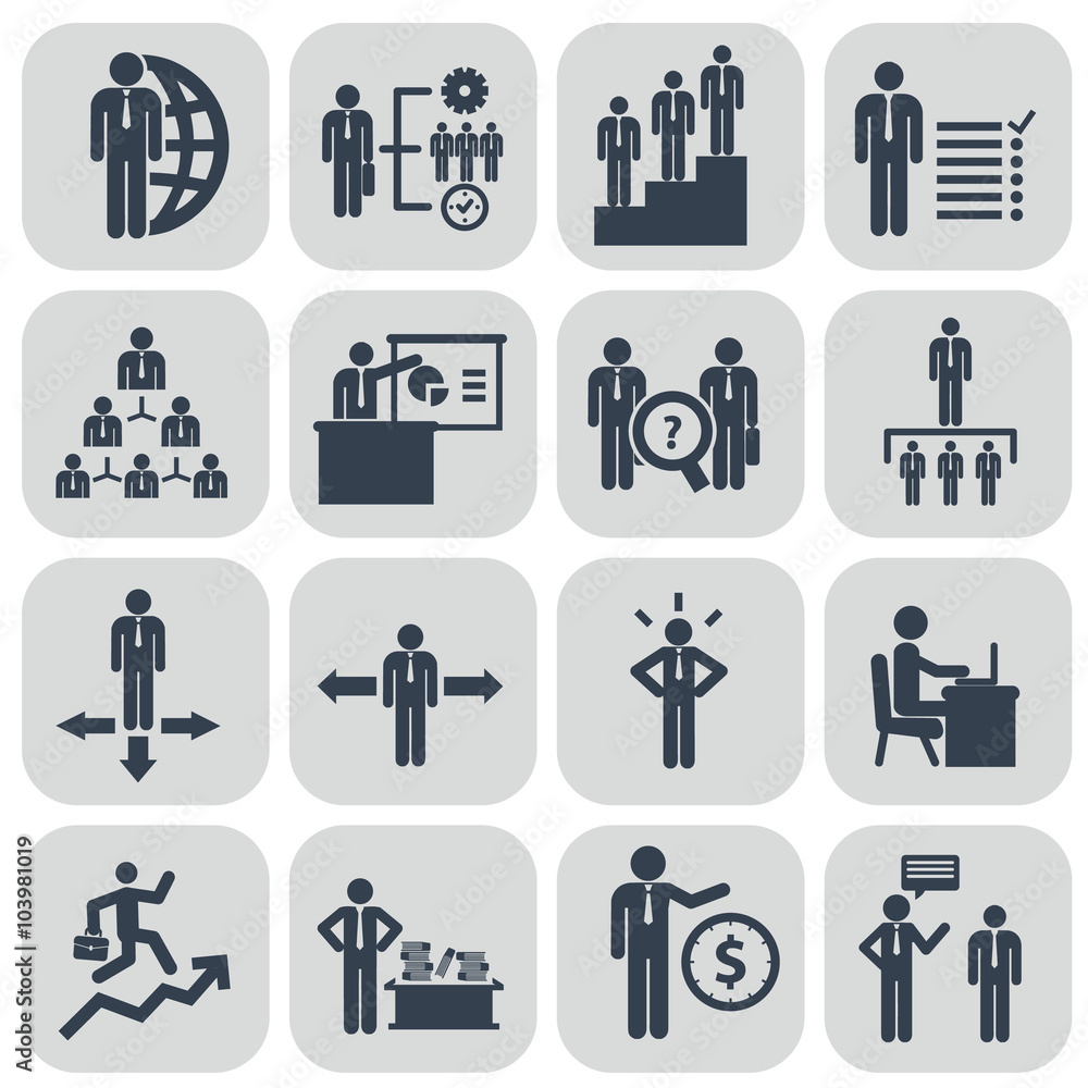 Human resources and management icons set Human resources and management icons set