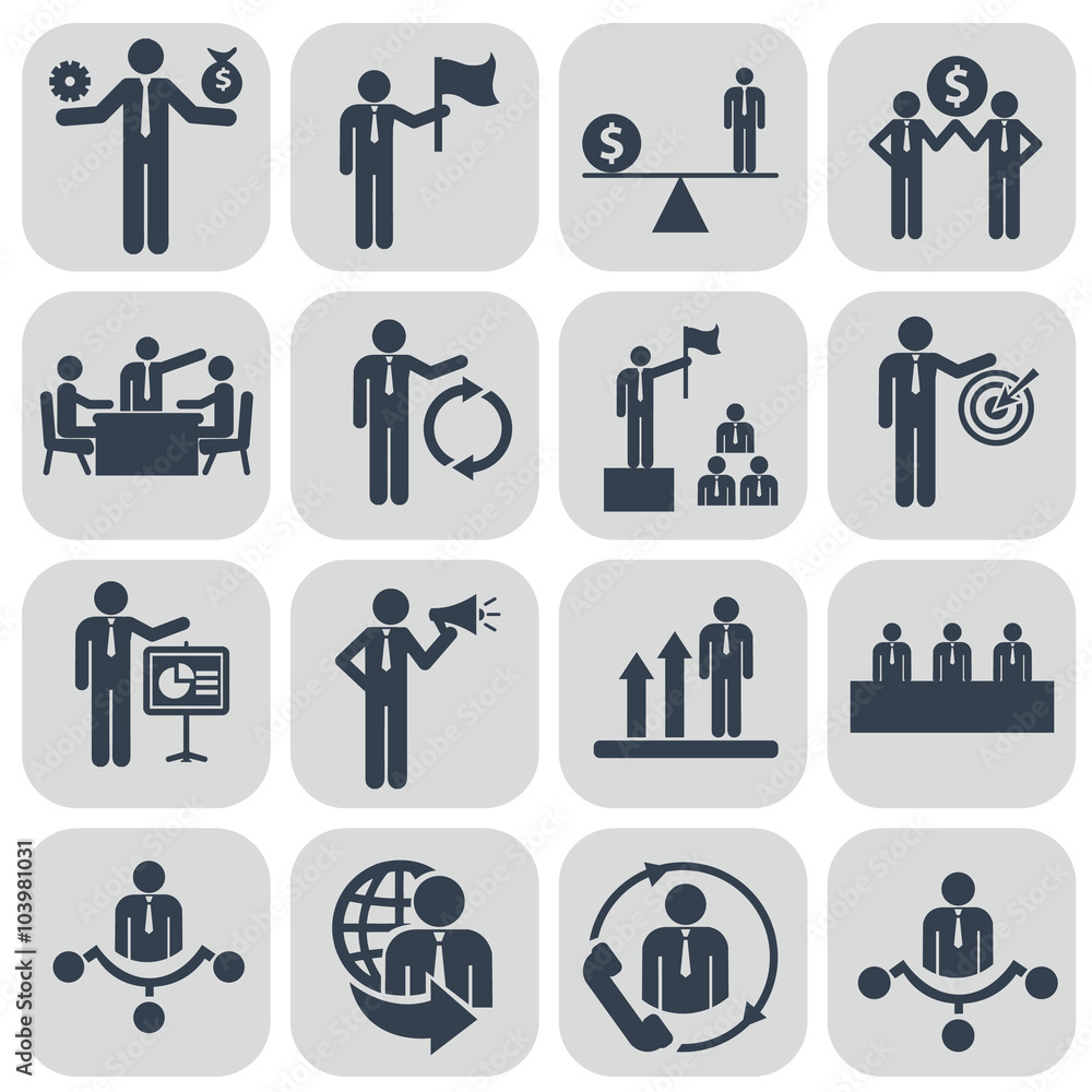 Human resources and management icons set Human resources and management icons set