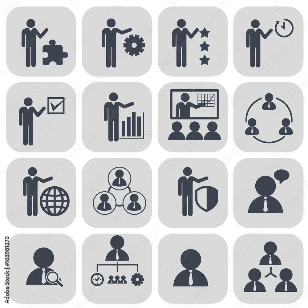 Human resources and management icons set Human resources and management icons set