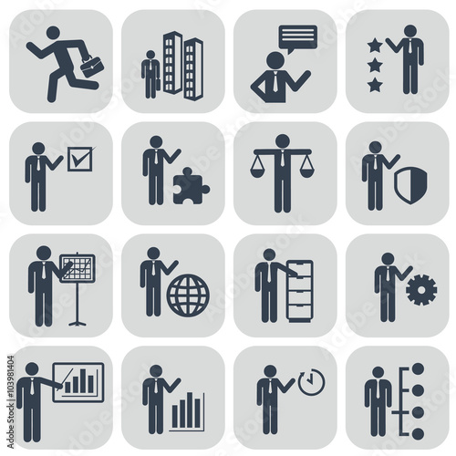 Human resources and management icons set.