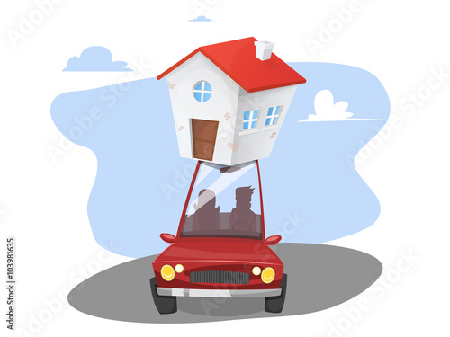 Moving day. Transportable house
