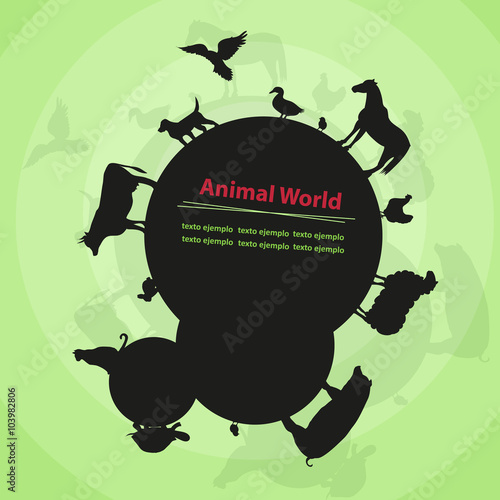 Background with silhouettes of farm animals