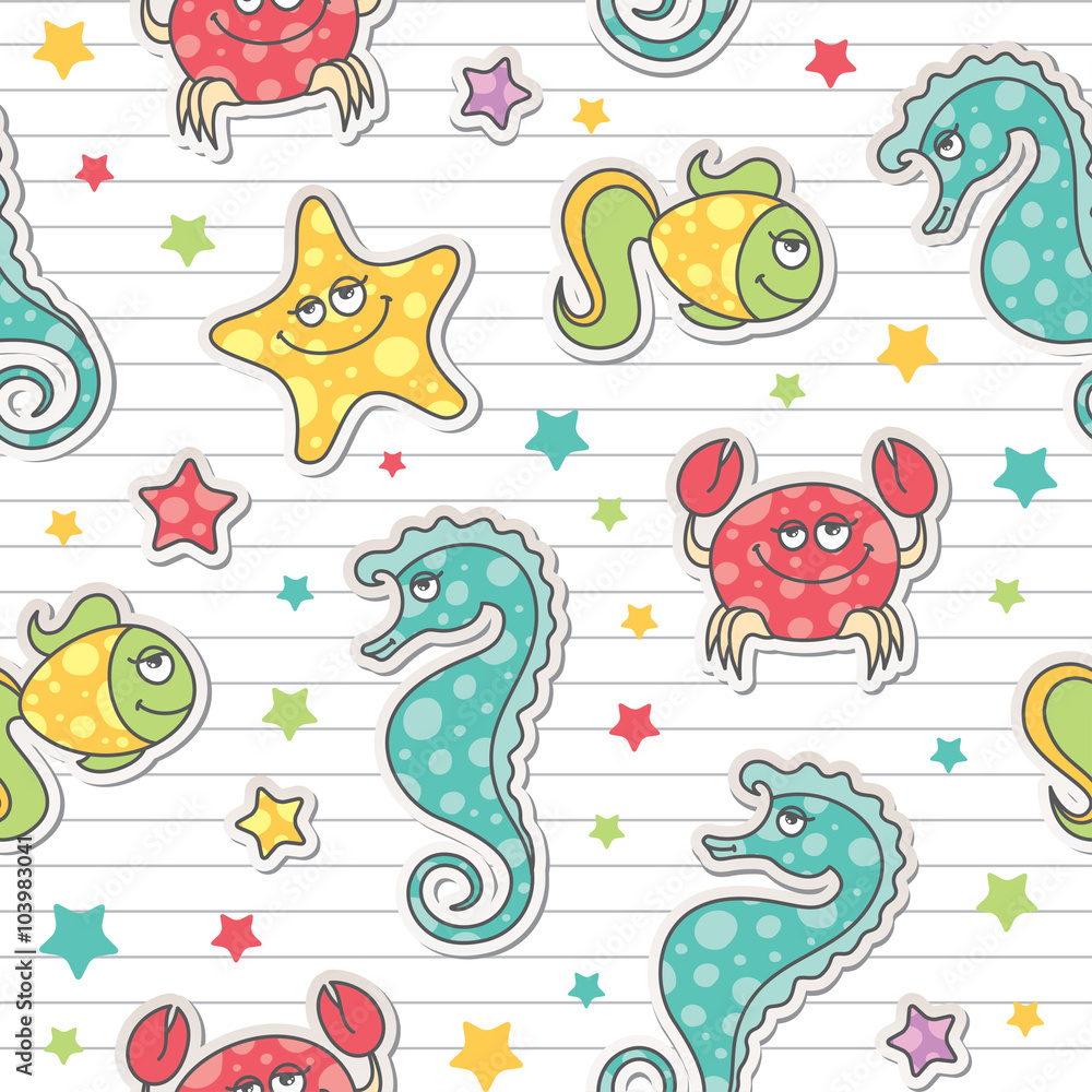 Fototapeta premium pattern of sea creatures