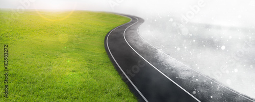 Road between winter and summer