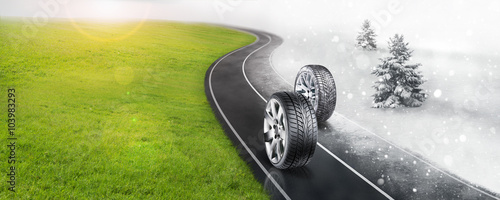 Winter and summer tires on the road