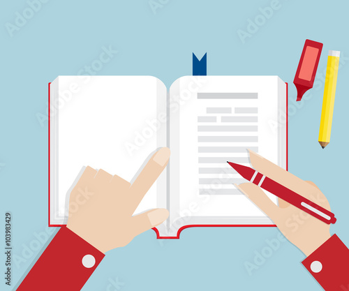 Hand Writing On Book Open