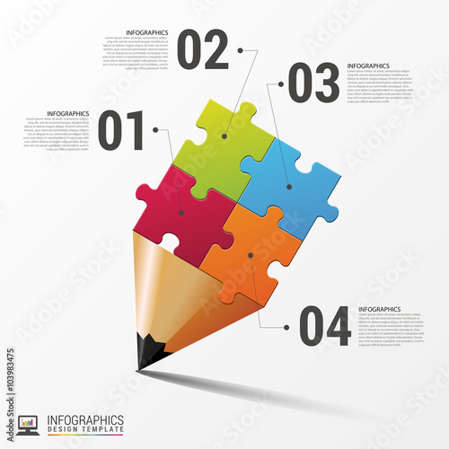 Education infographic with jigsaw pieces. Vector