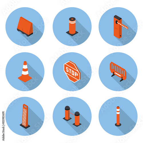 flat icons road equipment