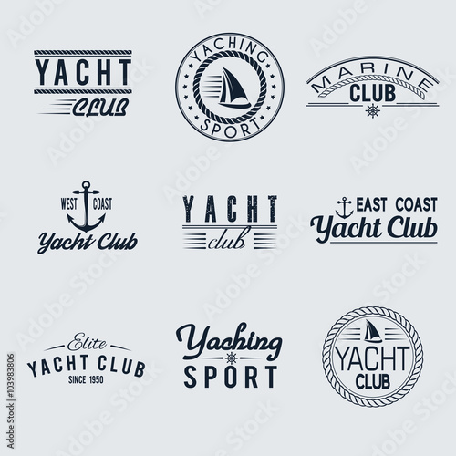 Set of yacht club labels