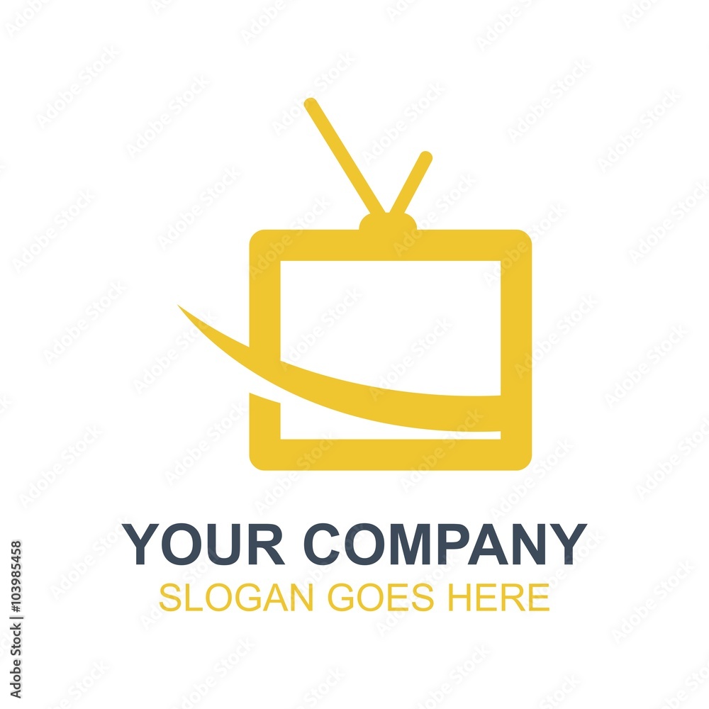 TV Television Broadcast Icon Vector Logo Stock Vector | Adobe Stock