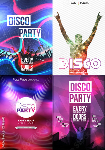 Club Flyers ,Disco Party Poster Collection - Vector Illustration