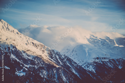 Mountain summit in winter