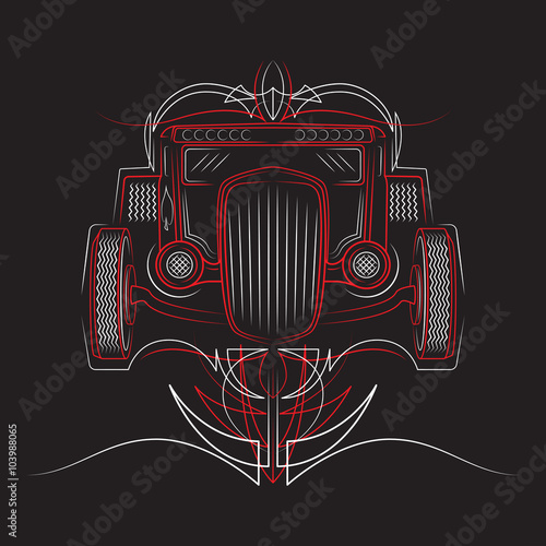 Hot rod. Retro car. pinstripes. Beautiful pinstripe vector illustration