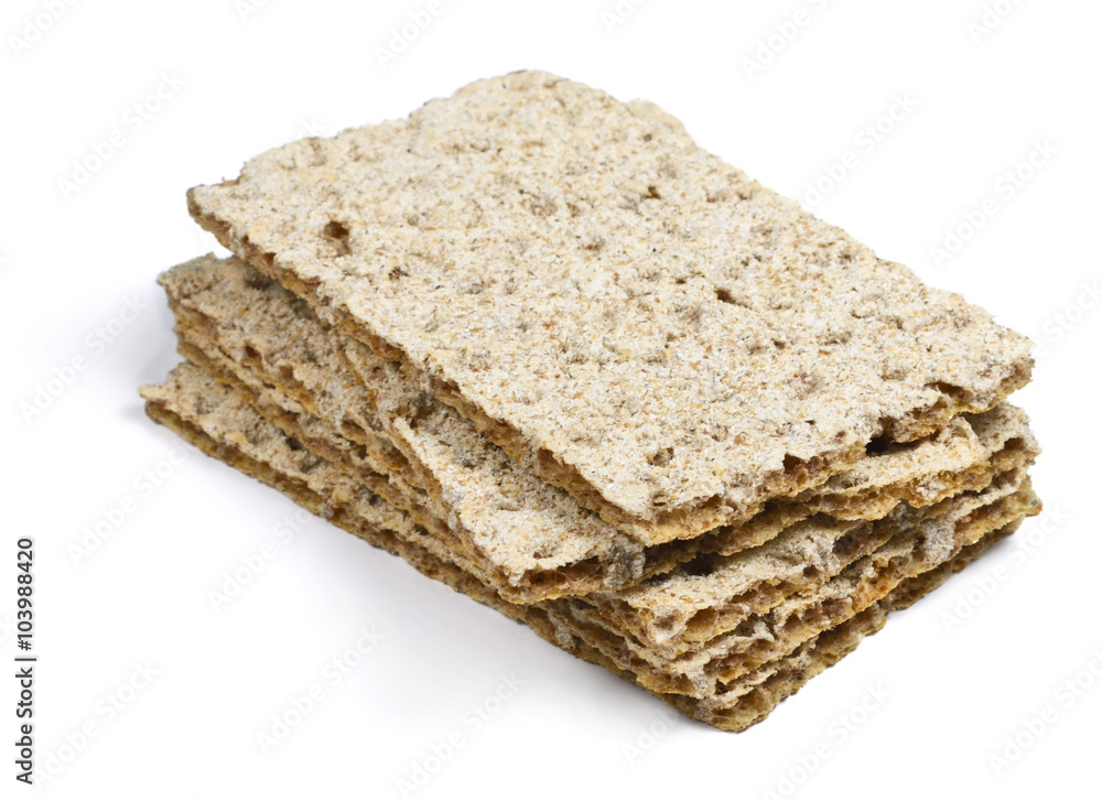 stacked crisp bread, isolated on white background. stacked crisp bread, isolated on white background.