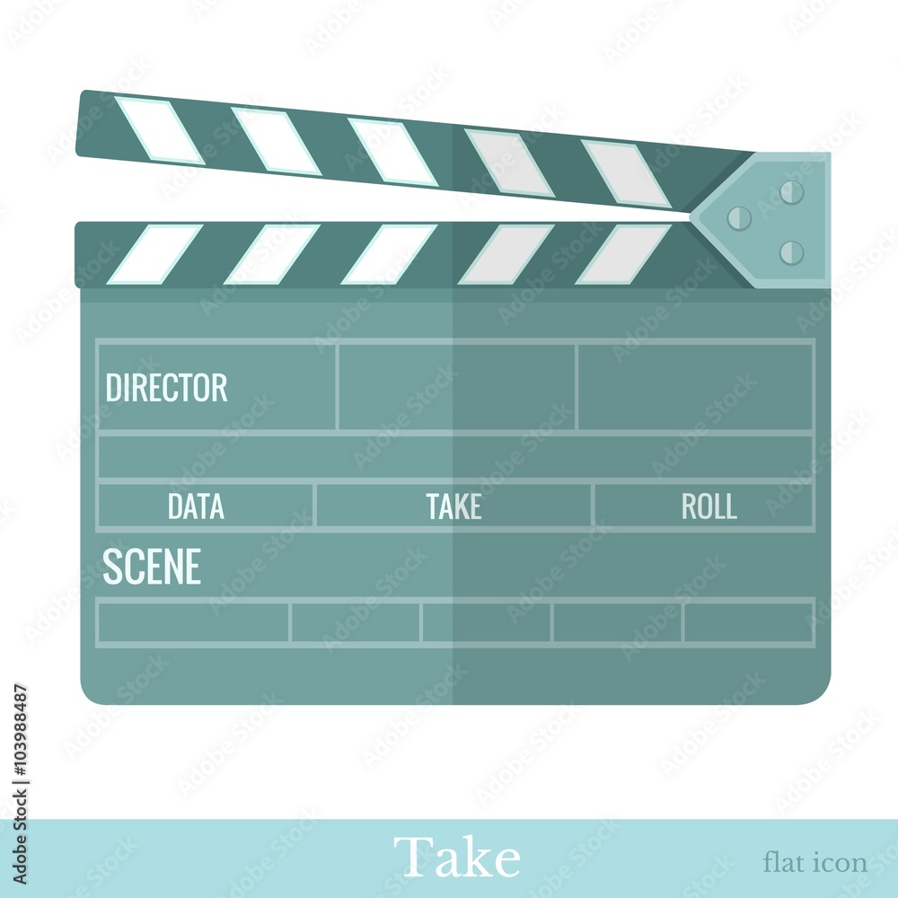 flat movie clapper isolated on white