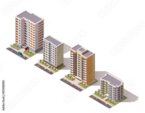 Vector isometric buildings set