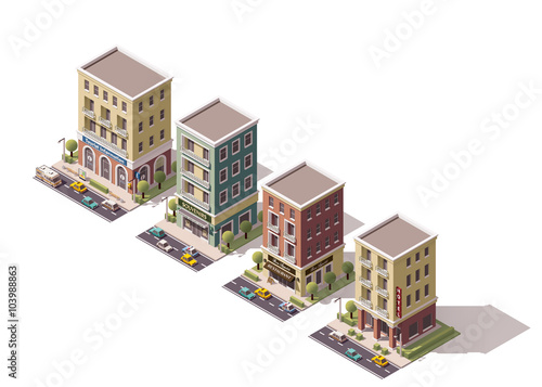 Vector isometric buildings set