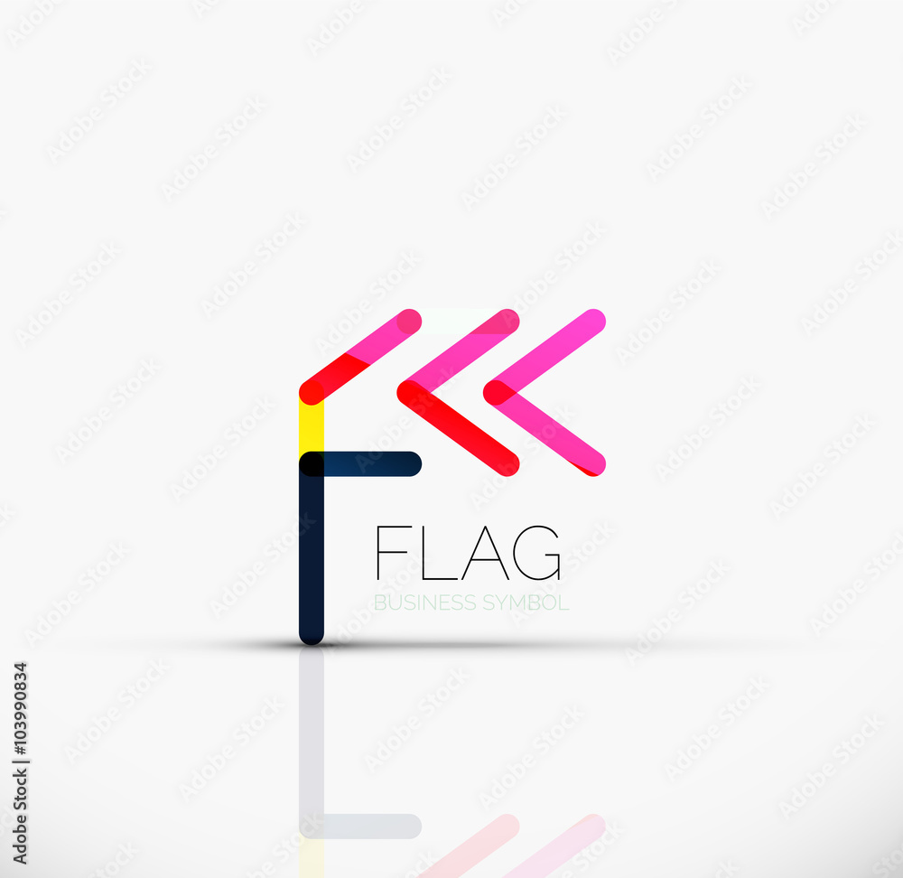 Logo flag, abstract linear geometric business icon Logo flag, abstract linear geometric business icon