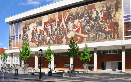 Socialistic Mosaic at the Palace of Culture Kulturpalast, Germany, Saxon, Dresden