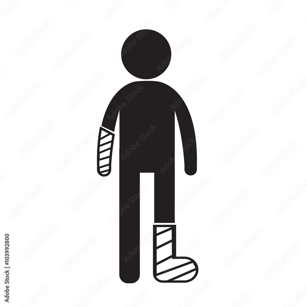 People Broken Arm and Leg Icon Illustration design