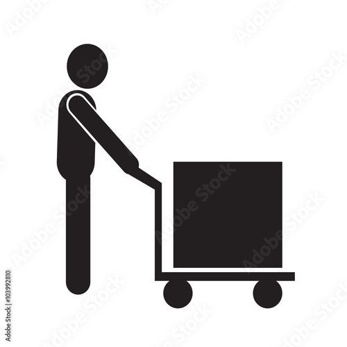 Man Moving Box Pictogram Icon Illustration design