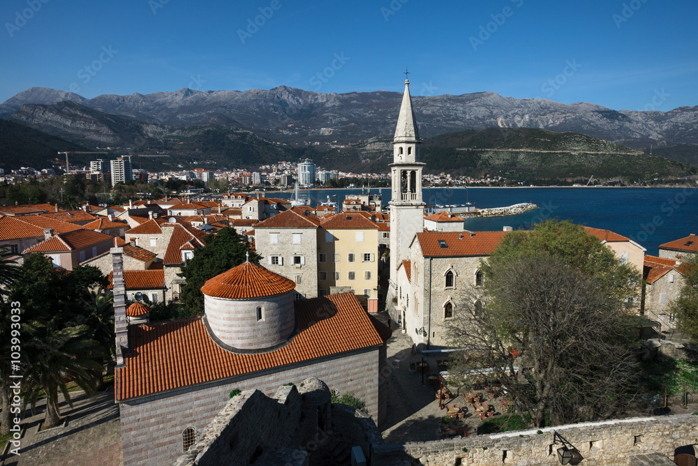 Red roofs of Budva in Montenegro
