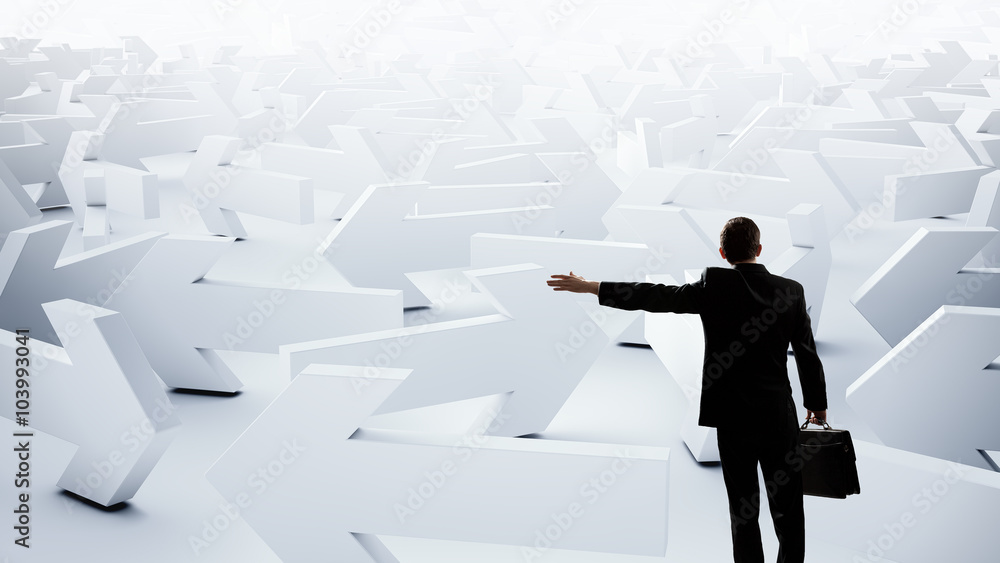Businessman choosing his business direction Businessman choosing his business direction
