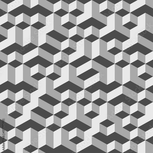Grey Geometric Volume Seamless Pattern Background 002