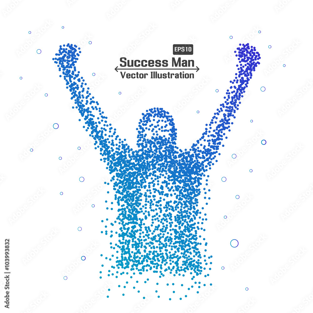 Abstract successful man from dot