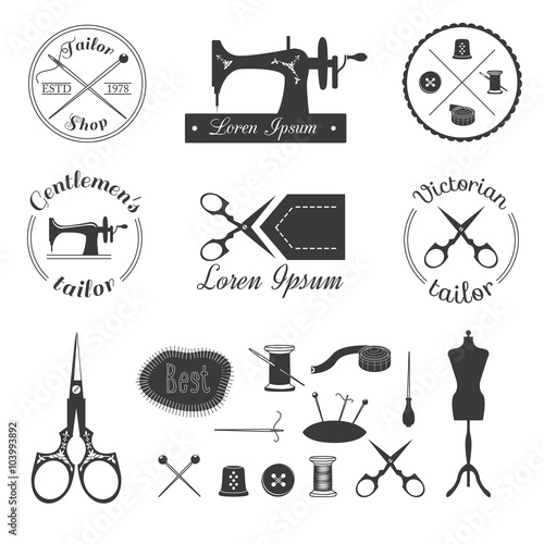 Set of vintage tailor logo.
