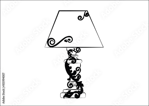 Classic lamp with ornaments. Vector sketch