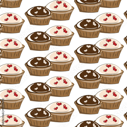 Sweet cupcake pattern. Vintage Vector