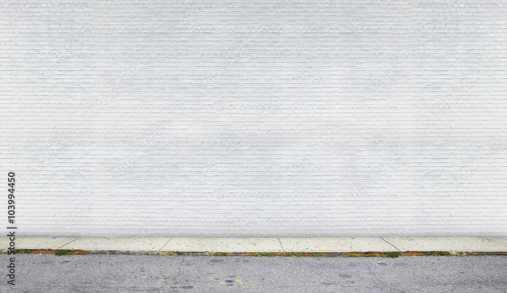 Fototapeta premium White brick wall on the street