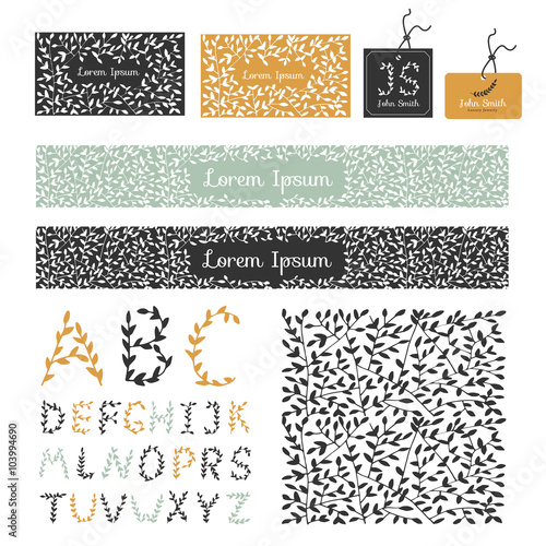 Hand drawn romantic design elements.