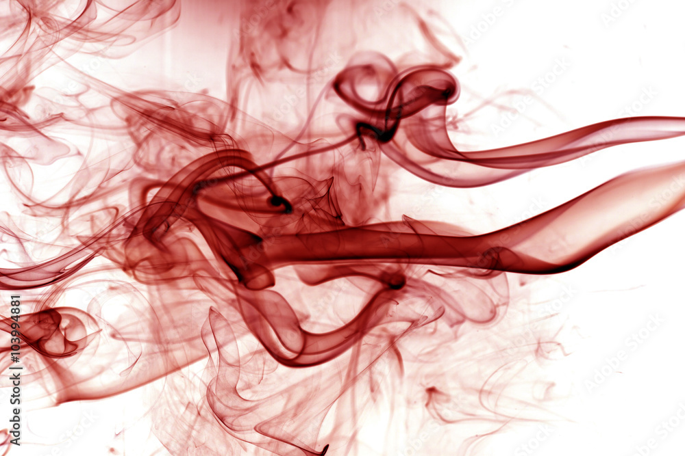 Red smoke on a white background.