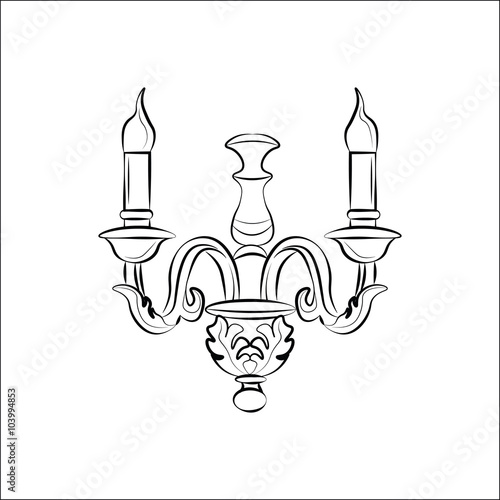 Classic lamp with ornaments. Vector sketch